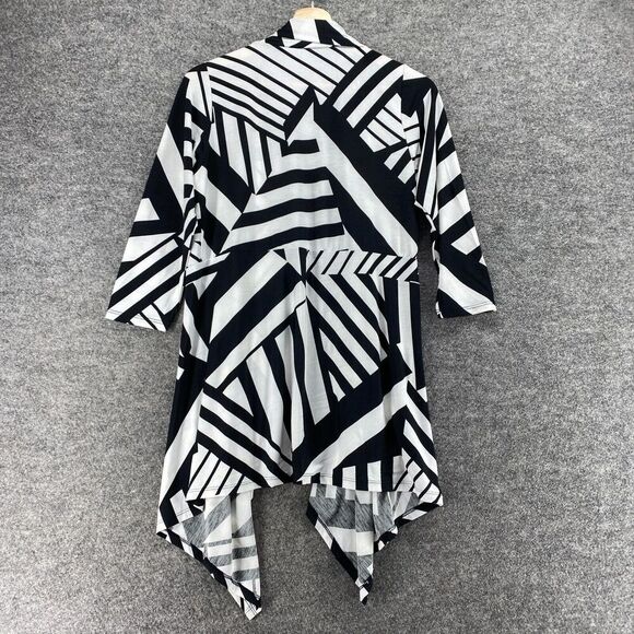 Pretty Woman Top Women S Small Black Geometric Open Front Long Sleeve Casual - Picture 2 of 7